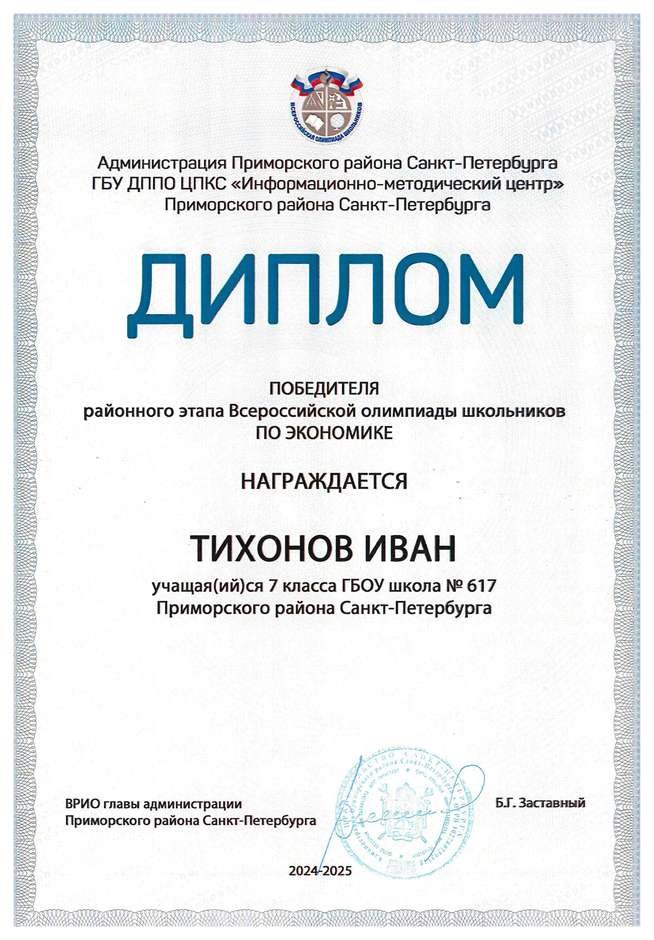 2024-2025 Тихонов Иван 7л экономика (Лучкина О.В.)